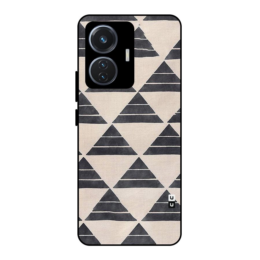 Black Slant Triangles Metal Back Case for Vivo T1 44W