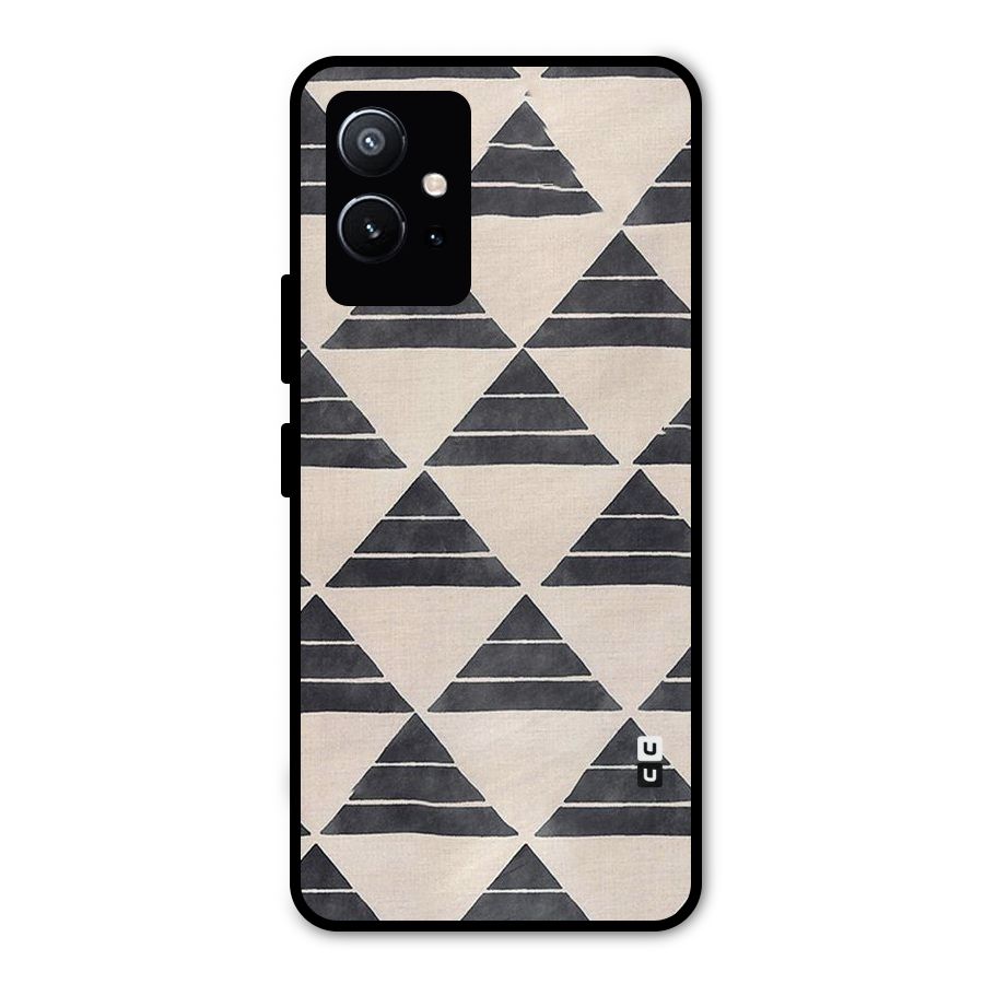 Black Slant Triangles Metal Back Case for Vivo T1 5G