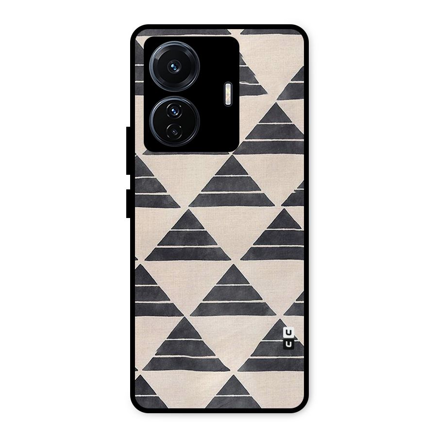 Black Slant Triangles Metal Back Case for Vivo T1 Pro