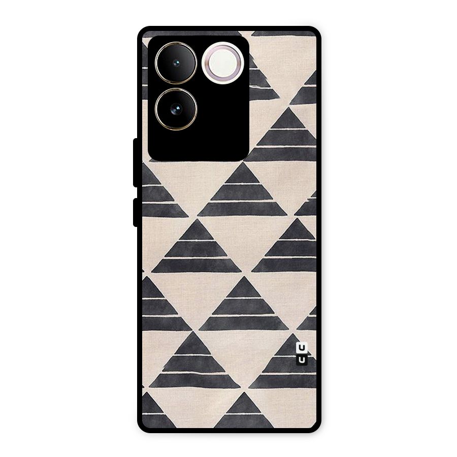 Black Slant Triangles Metal Back Case for Vivo T2 Pro