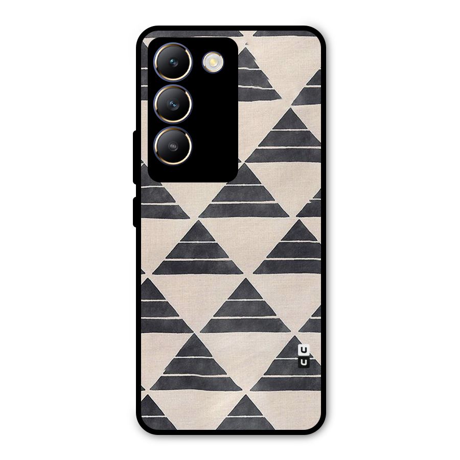 Black Slant Triangles Metal Back Case for Vivo T3 5G