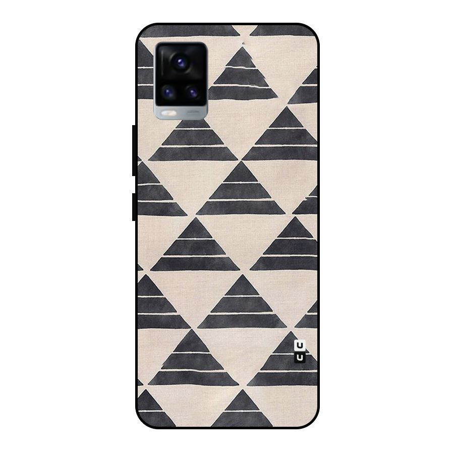 Black Slant Triangles Metal Back Case for Vivo V20 2021