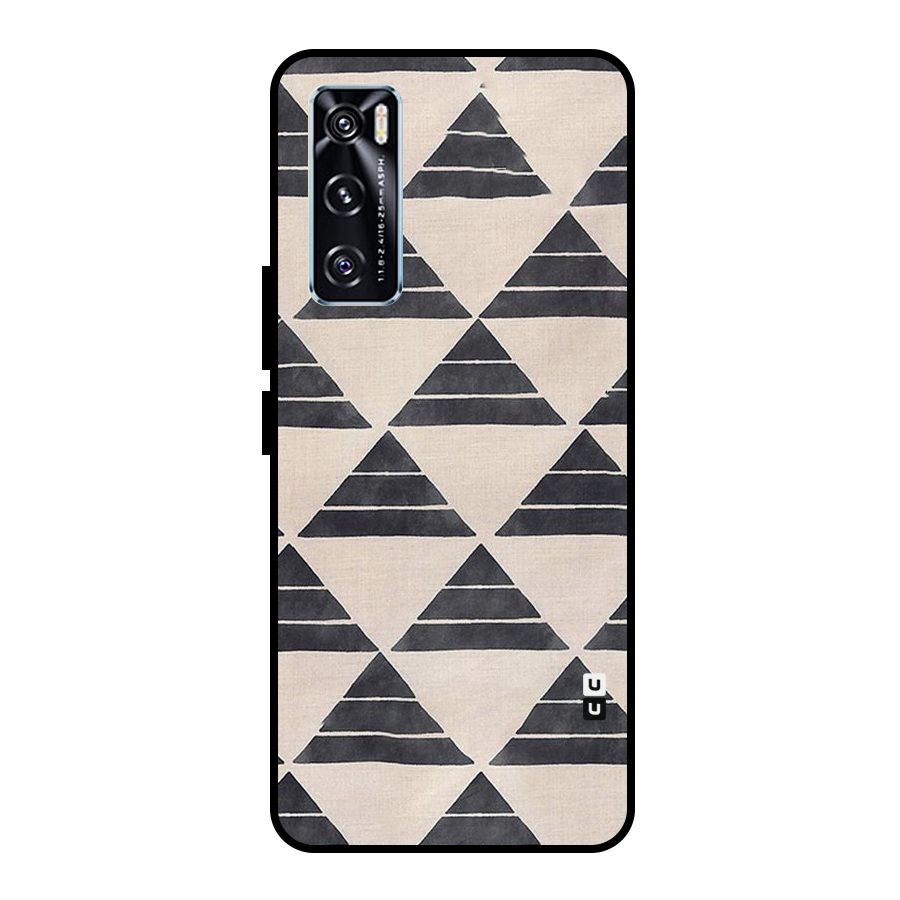 Black Slant Triangles Metal Back Case for Vivo V20 SE