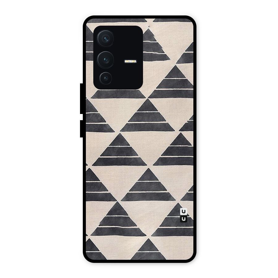Black Slant Triangles Metal Back Case for Vivo V23 5G