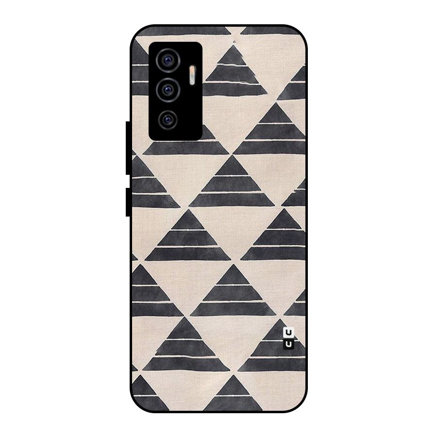 Black Slant Triangles Metal Back Case for Vivo V23e