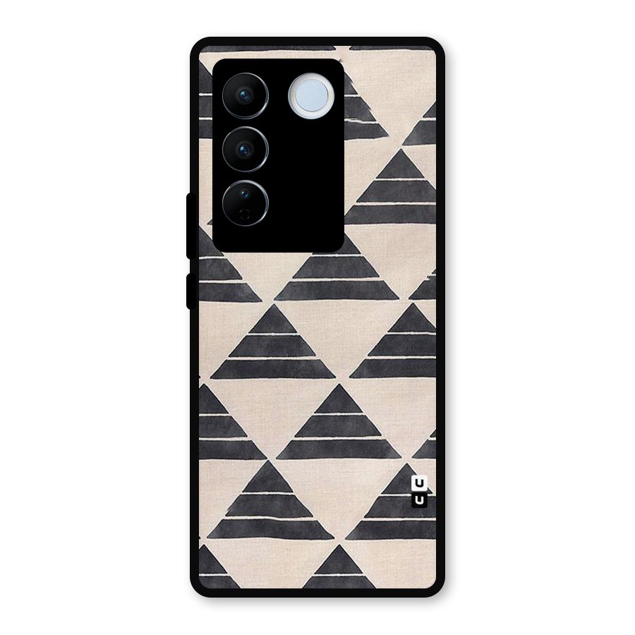 Black Slant Triangles Metal Back Case for Vivo V27