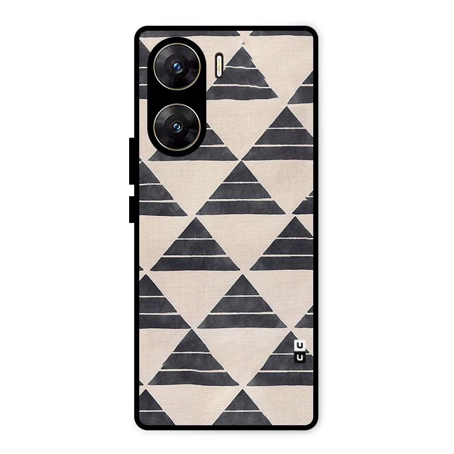 Black Slant Triangles Metal Back Case for Vivo V29e