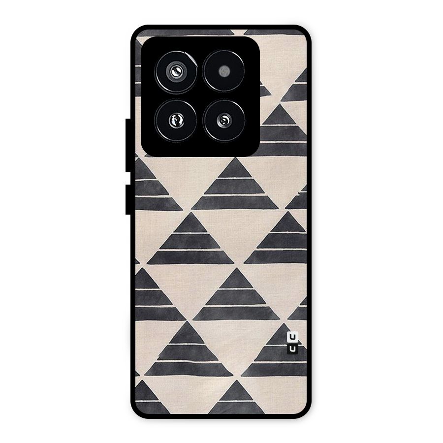 Black Slant Triangles Metal Back Case for Xiaomi 14 Pro