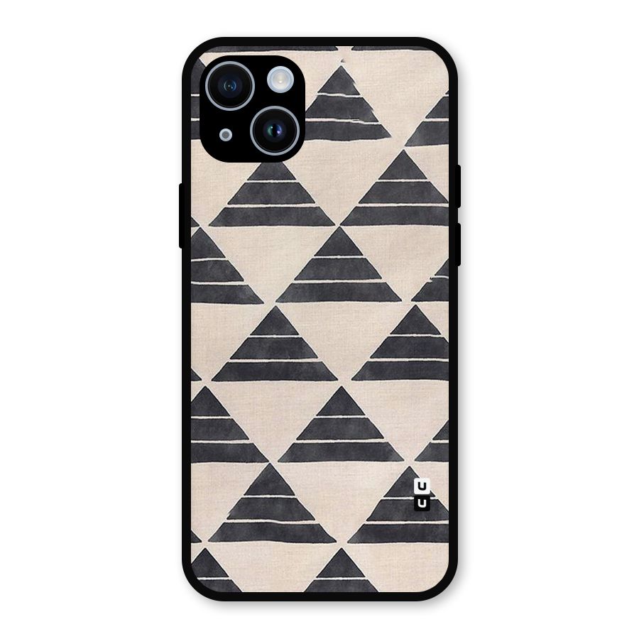 Black Slant Triangles Metal Back Case for iPhone 14