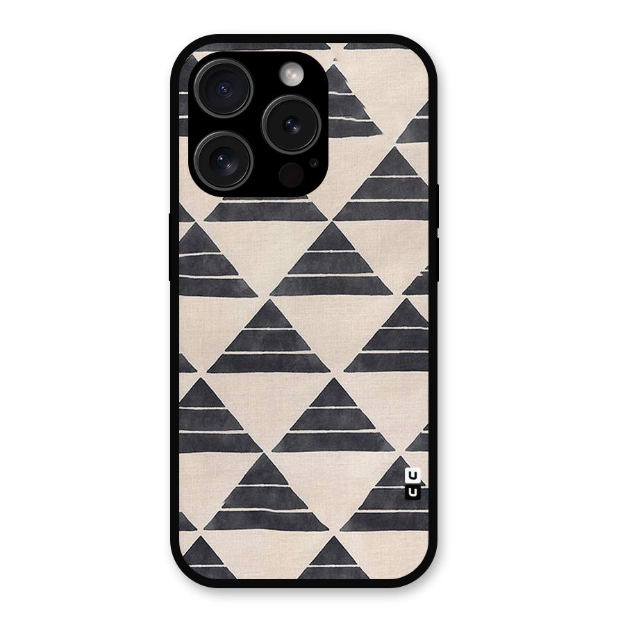 Black Slant Triangles Metal Back Case for iPhone 15 Pro