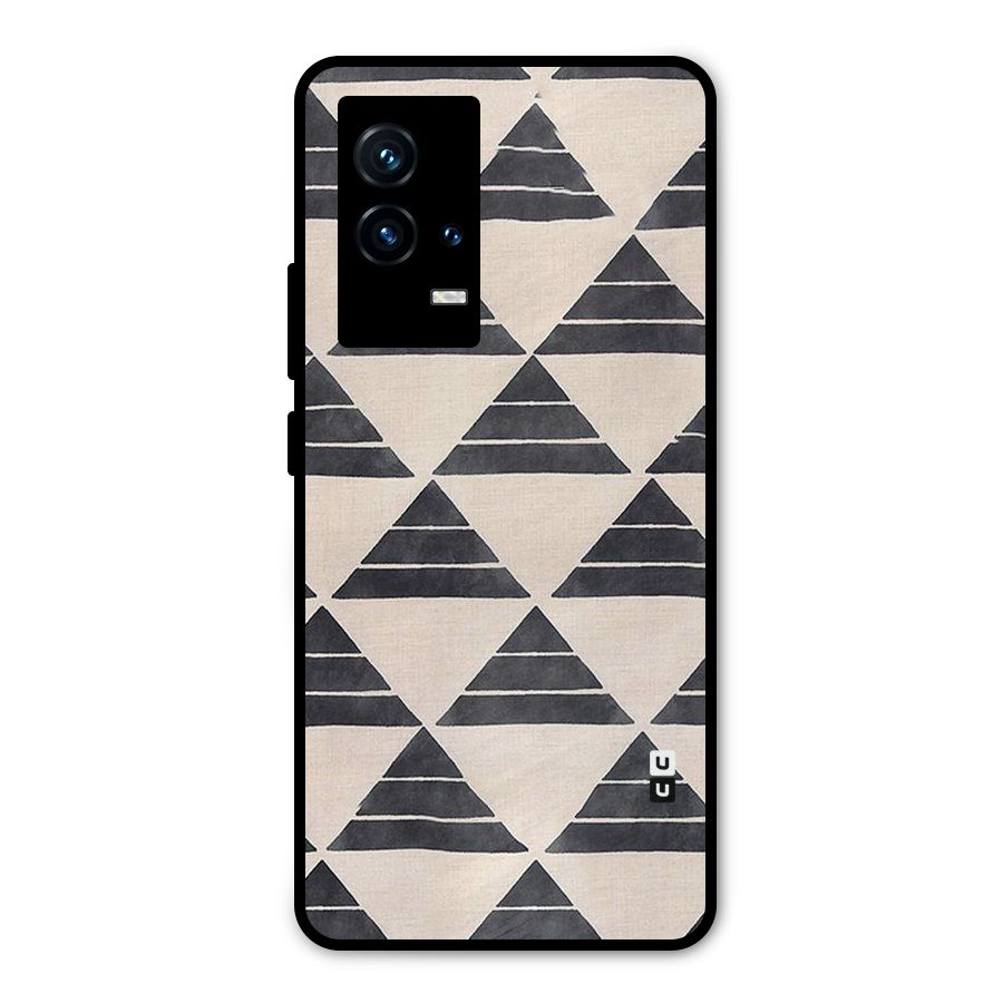 Black Slant Triangles Metal Back Case for iQOO 9 5G