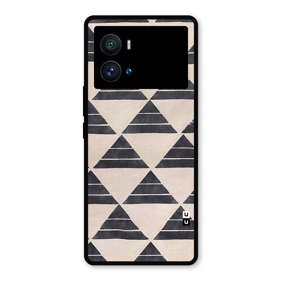 Black Slant Triangles Metal Back Case for iQOO 9 Pro