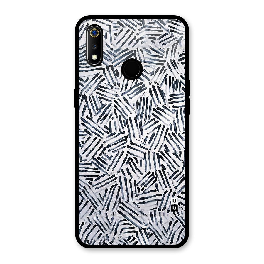 Black Tiny Uneven Glass Back Case for Realme 3i