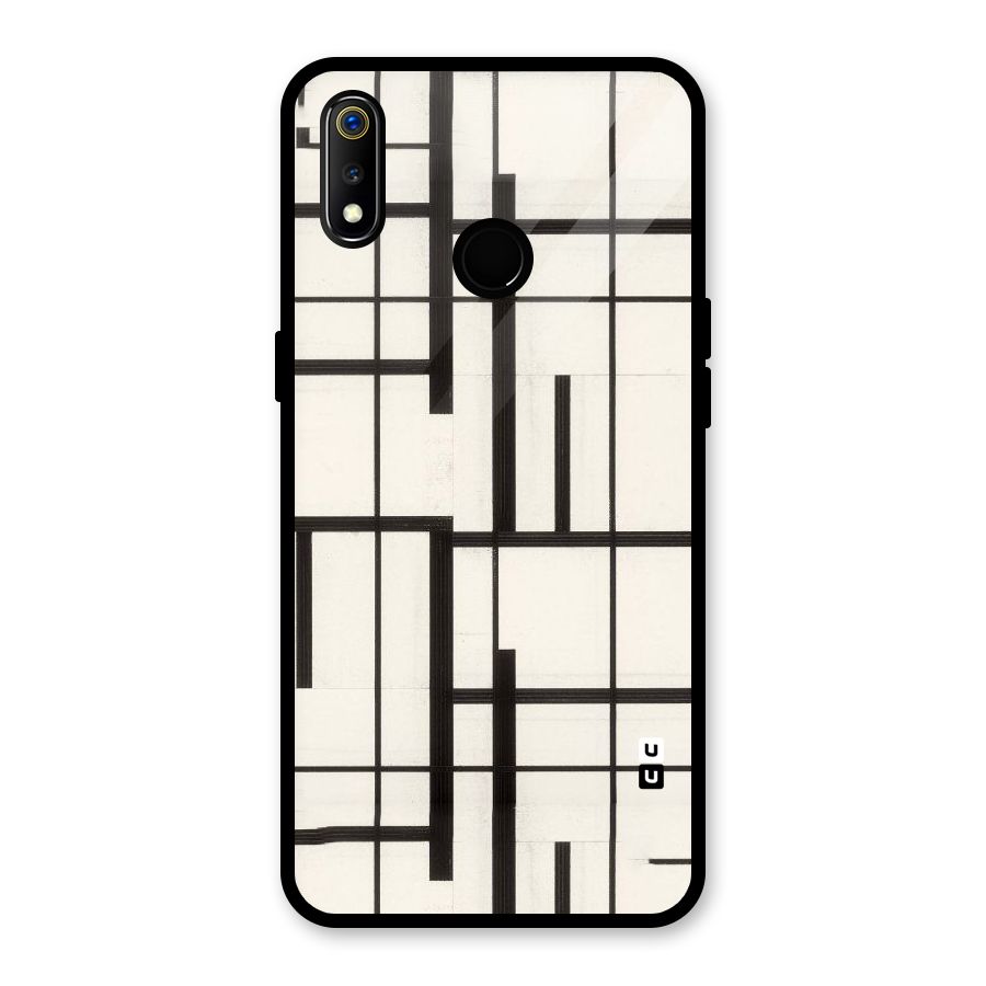 Black Unsymmetry Glass Back Case for Realme 3i
