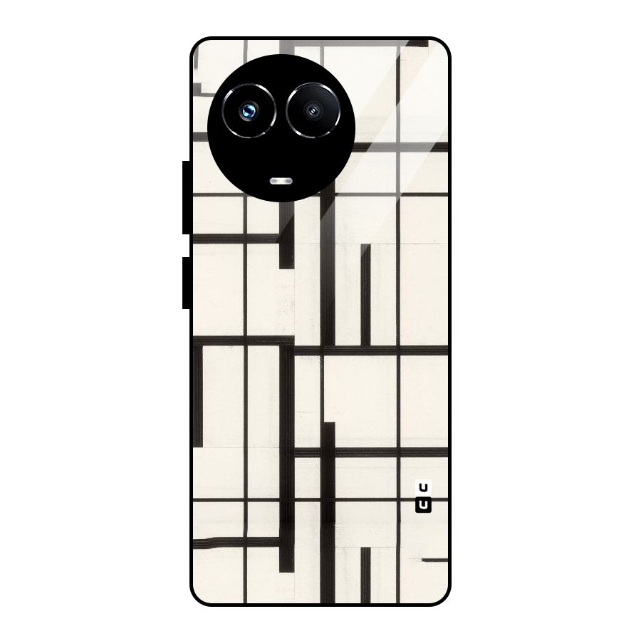 Black Unsymmetry Glass Back Case for Realme Narzo 60X