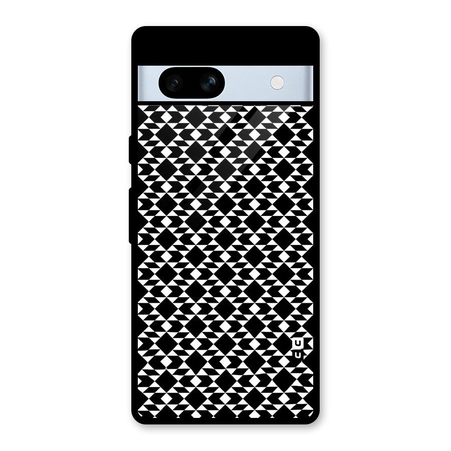 Black White Diamond Abstract Glass Back Case for Google Pixel 7a