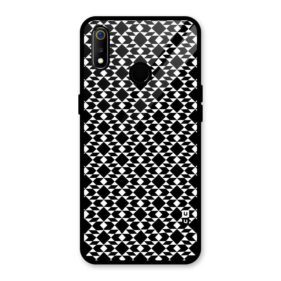 Black White Diamond Abstract Glass Back Case for Realme 3