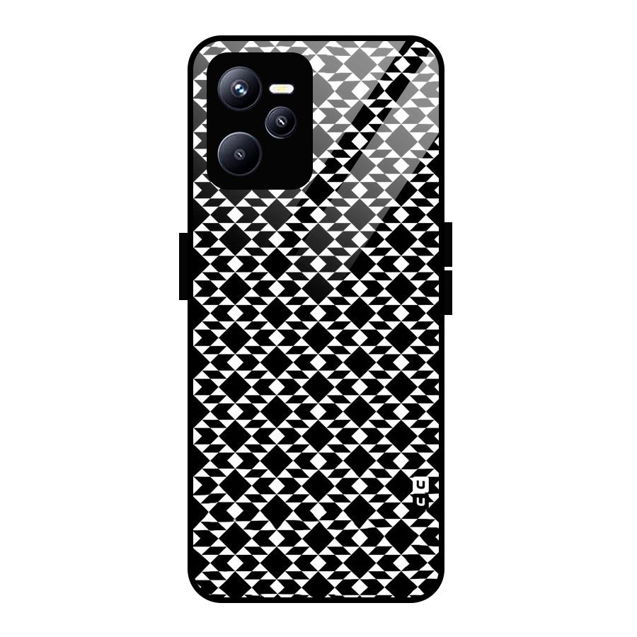 Black White Diamond Abstract Glass Back Case for Realme C35