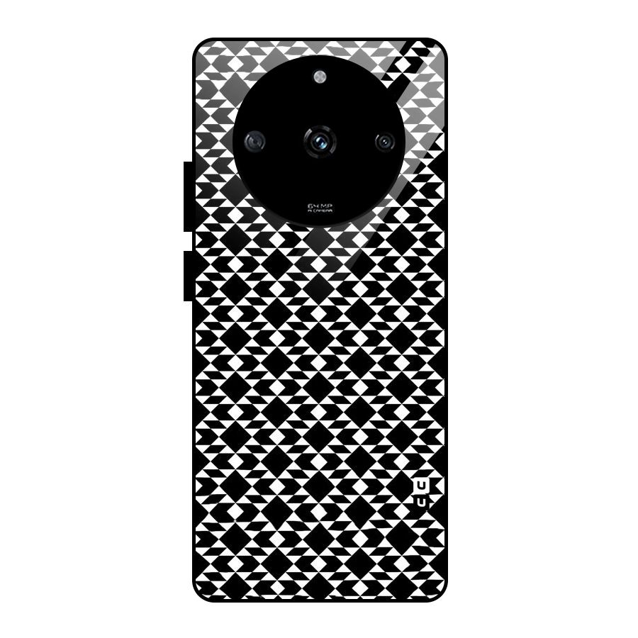 Black White Diamond Abstract Glass Back Case for Realme Narzo 60 5G
