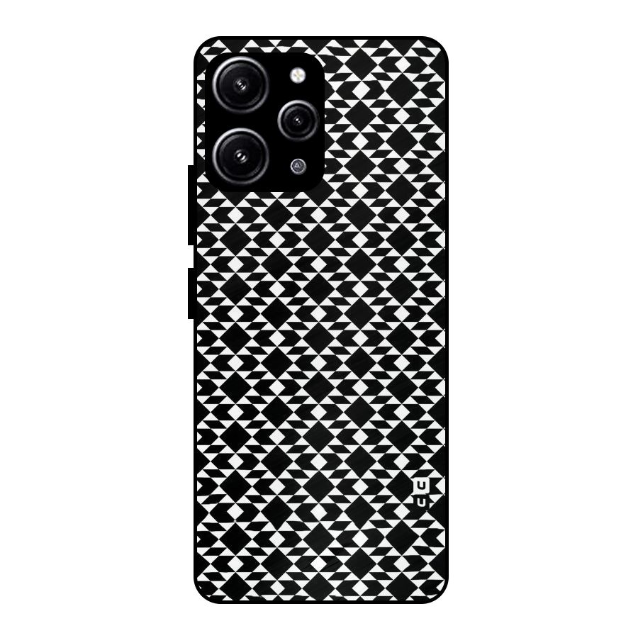 Black White Diamond Abstract Glass Back Case for Redmi 12 4G