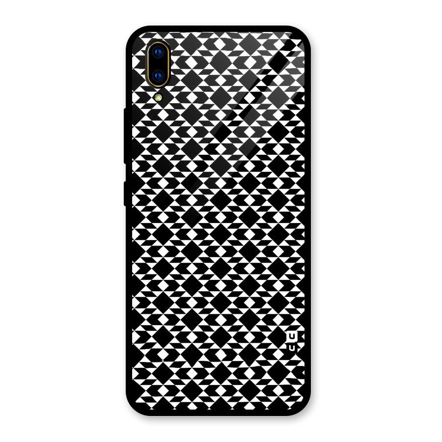 Black White Diamond Abstract Glass Back Case for Vivo V11 Pro