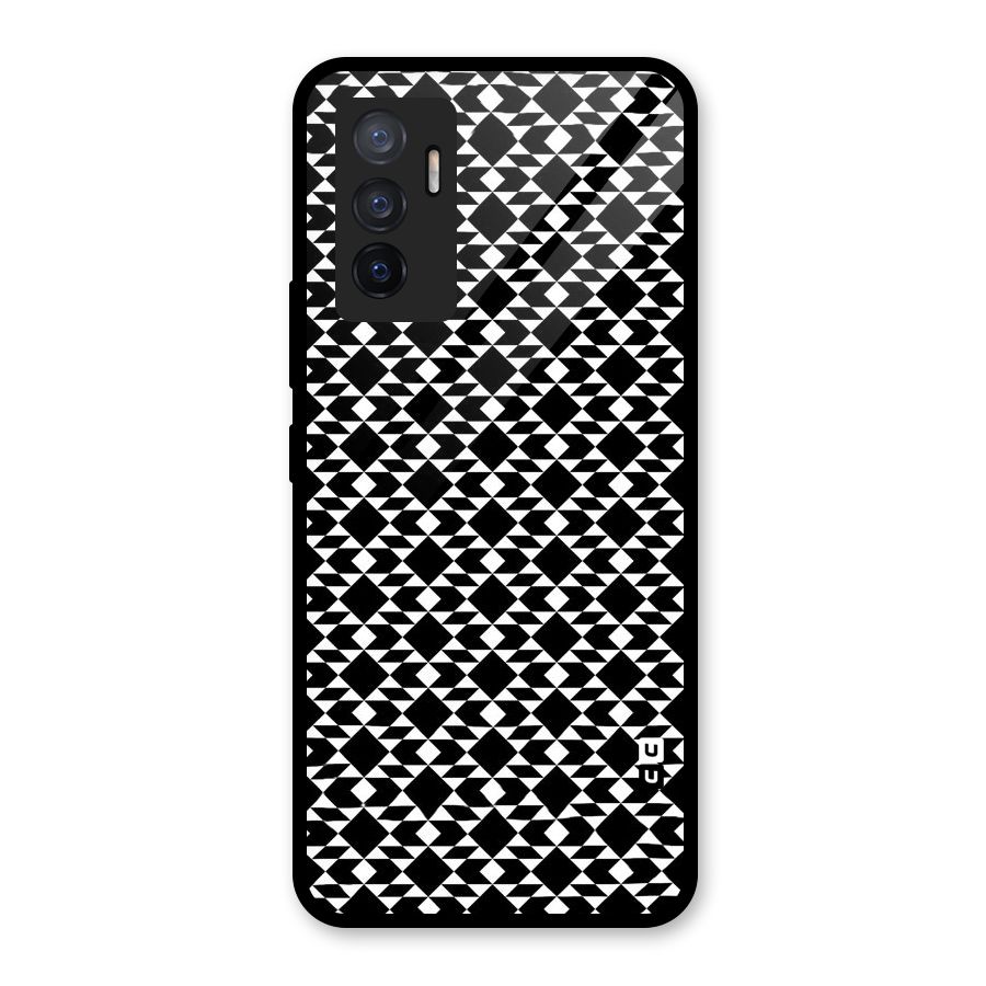 Black White Diamond Abstract Glass Back Case for Vivo V23e