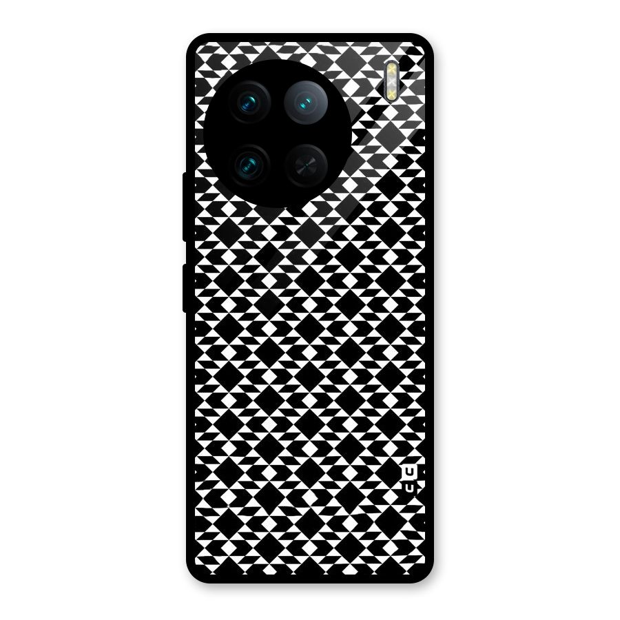 Black White Diamond Abstract Glass Back Case for Vivo X90 Pro