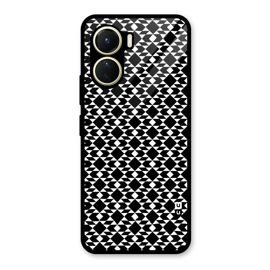 Black White Diamond Abstract Glass Back Case for Vivo Y16