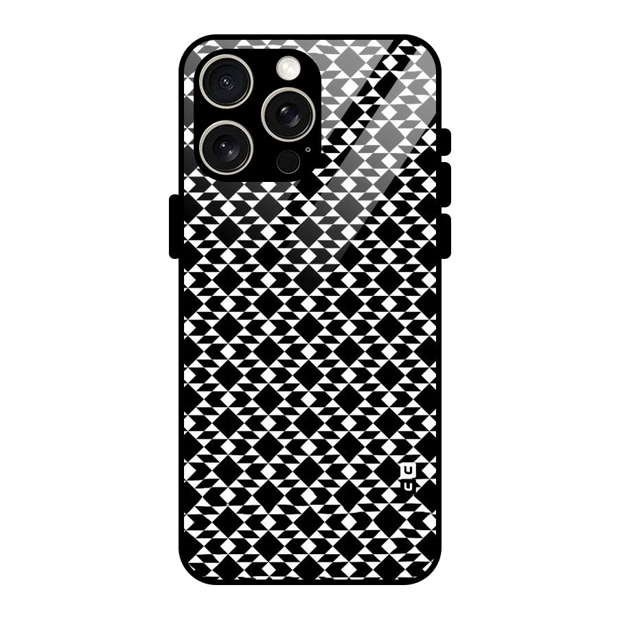 Black White Diamond Abstract Glass Back Case for iPhone 15 Pro Max