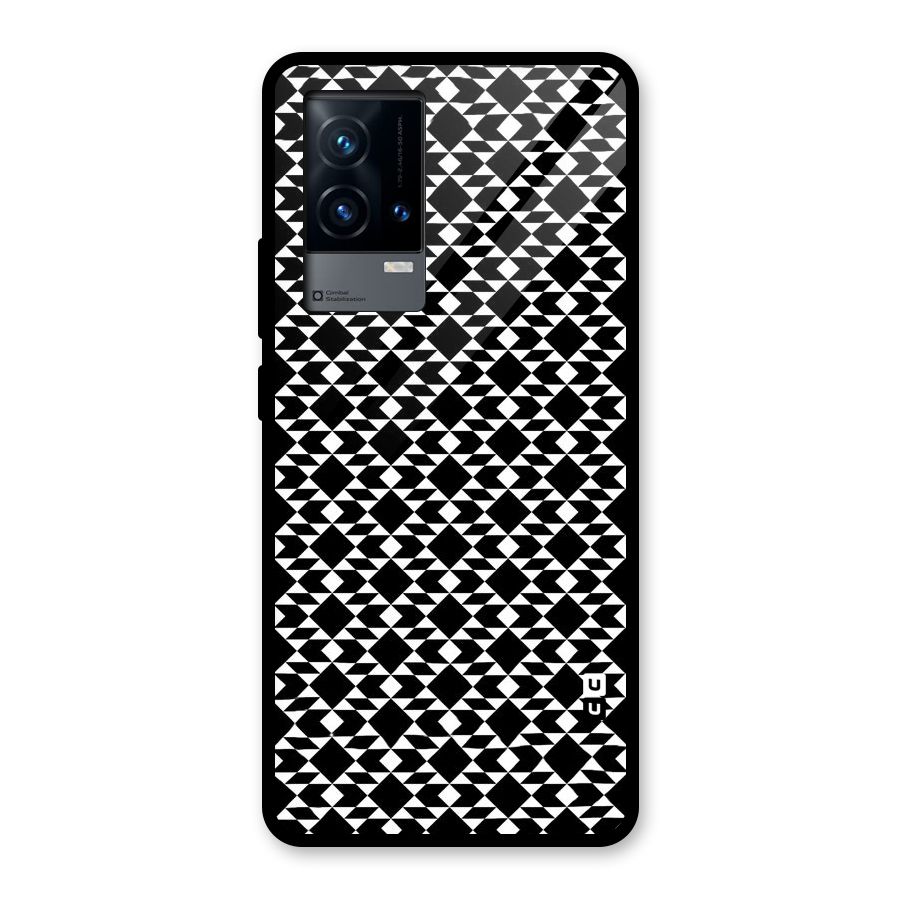 Black White Diamond Abstract Glass Back Case for iQOO 9 5G