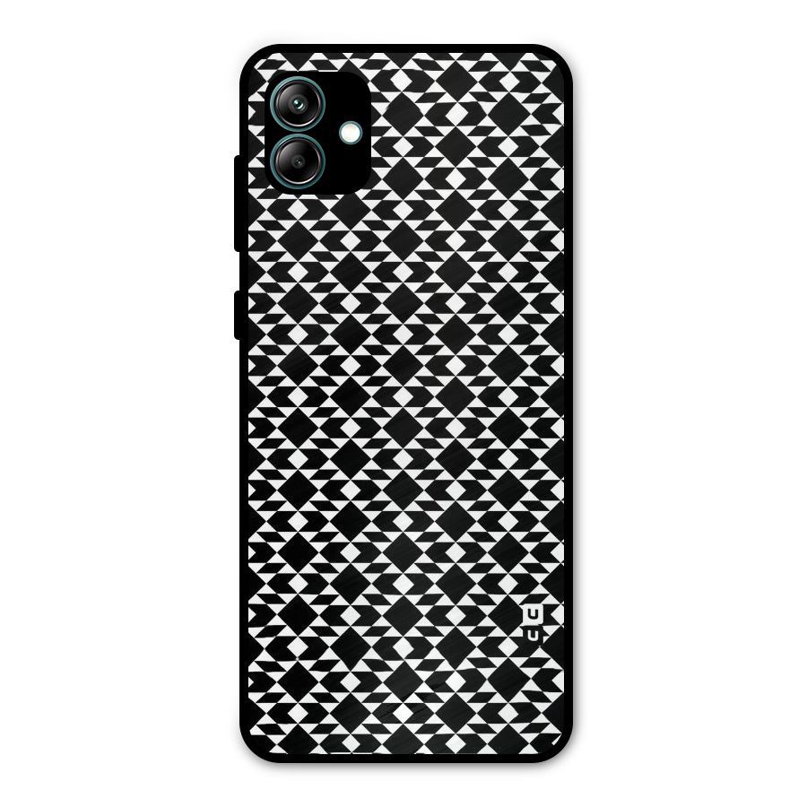 Black White Diamond Abstract Metal Back Case for Galaxy A04
