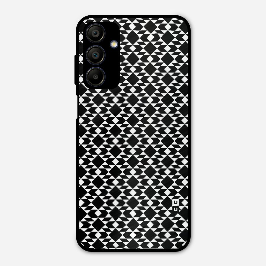 Black White Diamond Abstract Metal Back Case for Galaxy A15 5G