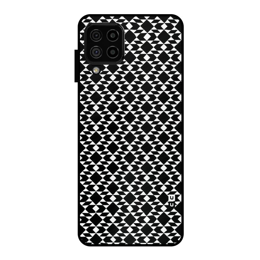 Black White Diamond Abstract Metal Back Case for Galaxy A22 4G