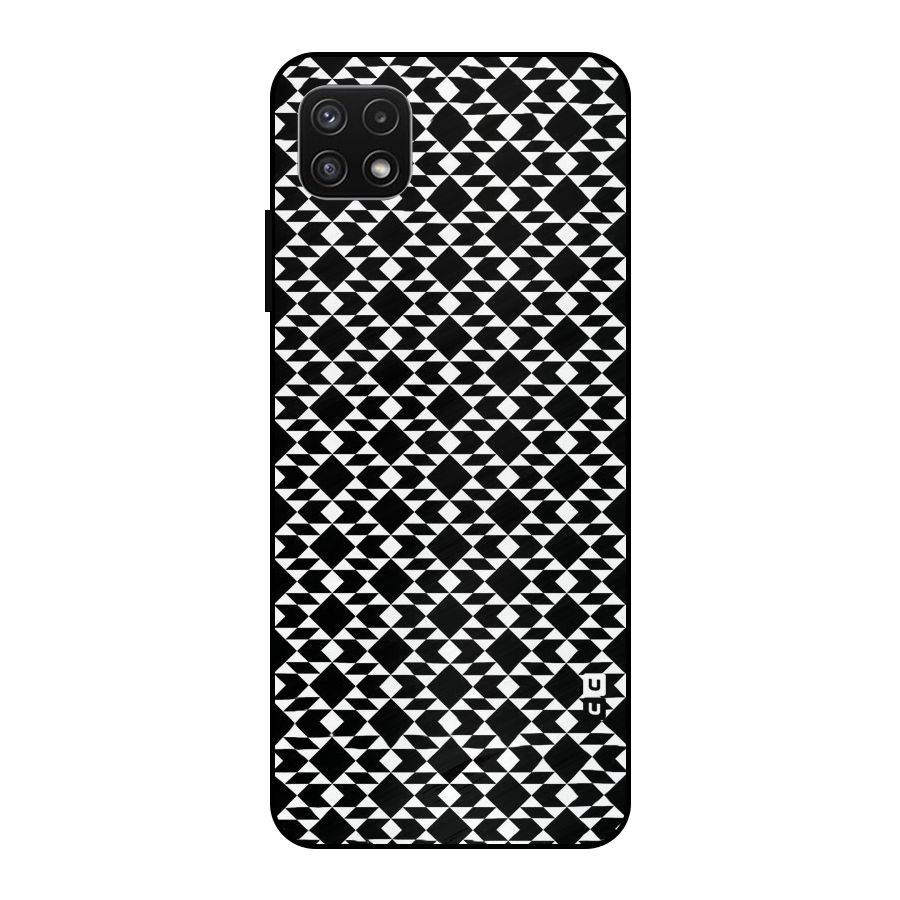Black White Diamond Abstract Metal Back Case for Galaxy A22 5G