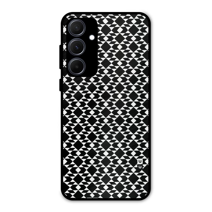 Black White Diamond Abstract Metal Back Case for Galaxy A35