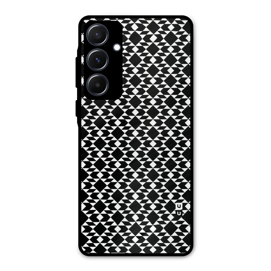 Black White Diamond Abstract Metal Back Case for Galaxy A55