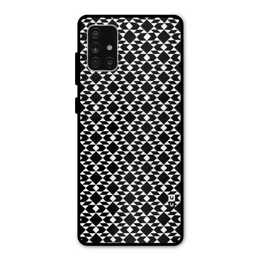 Black White Diamond Abstract Metal Back Case for Galaxy A71