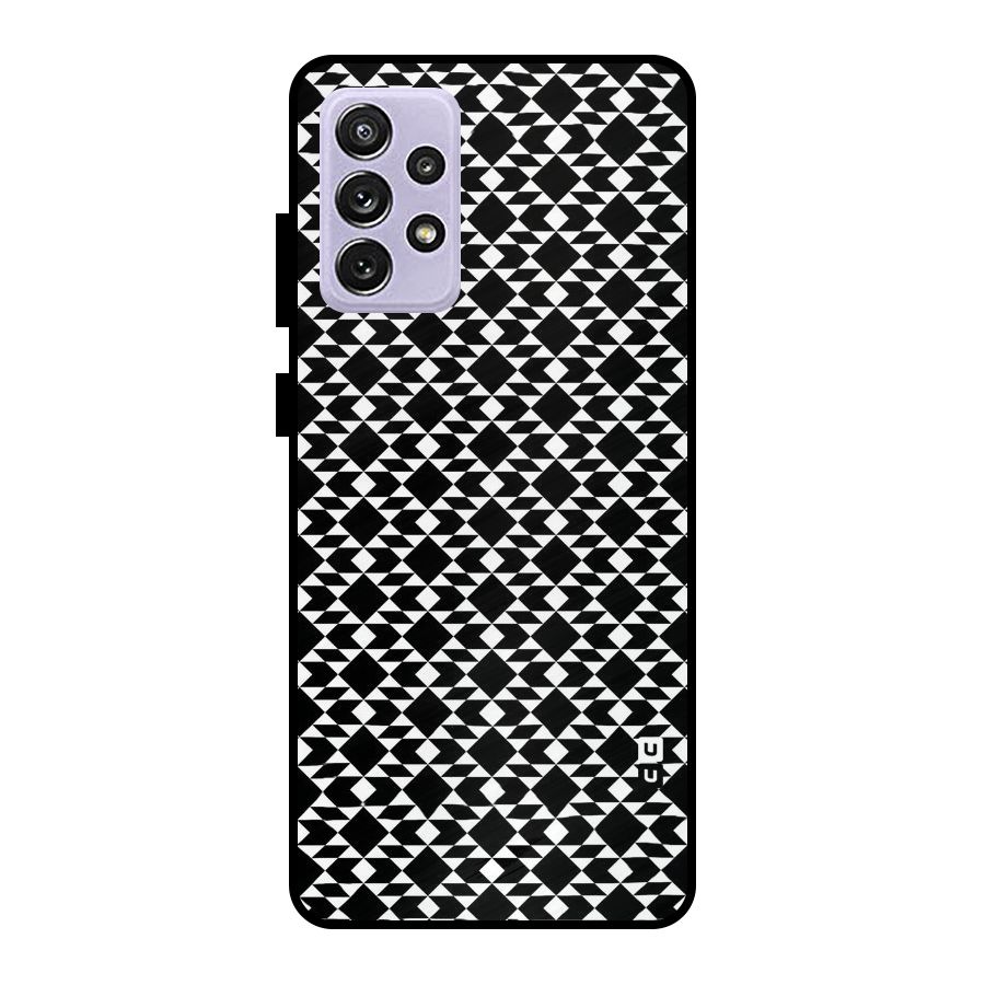 Black White Diamond Abstract Metal Back Case for Galaxy A72