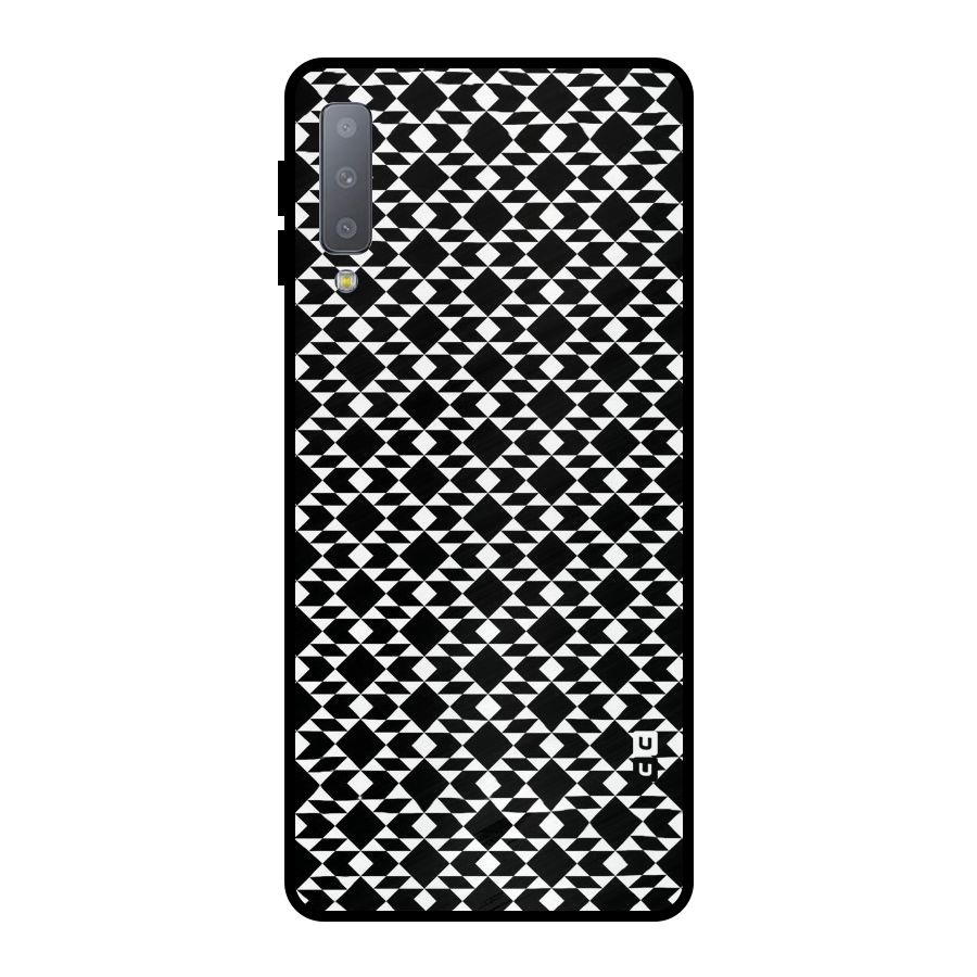 Black White Diamond Abstract Metal Back Case for Galaxy A7 (2018)