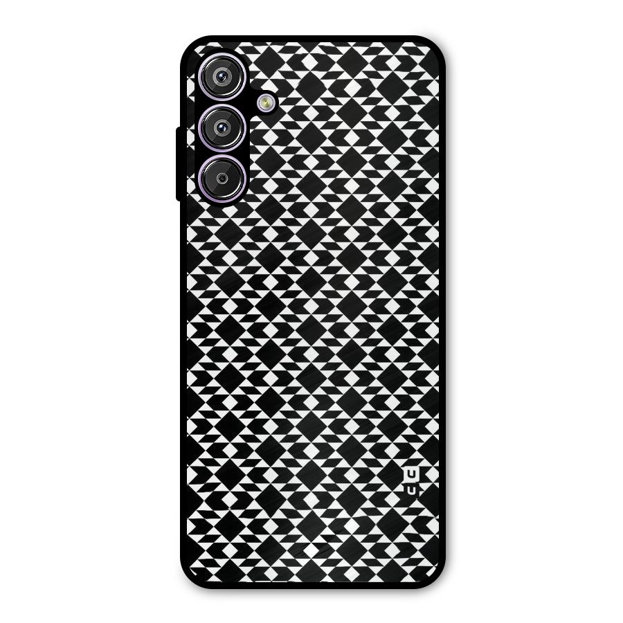 Black White Diamond Abstract Metal Back Case for Galaxy M15