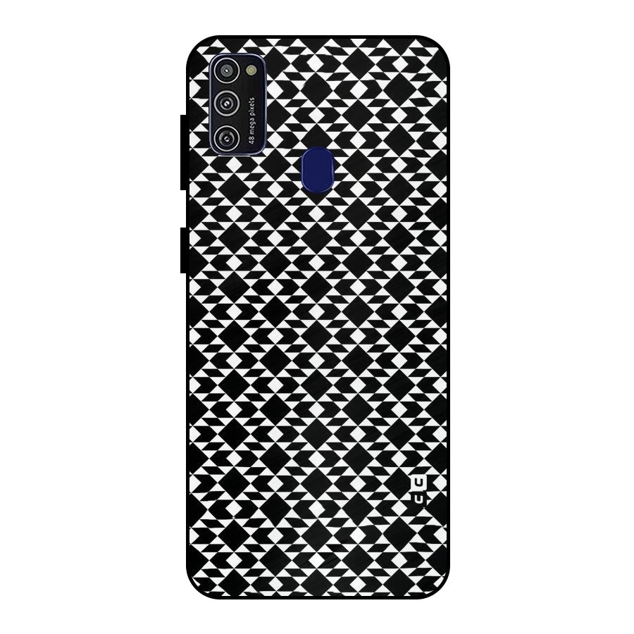 Black White Diamond Abstract Metal Back Case for Galaxy M30s