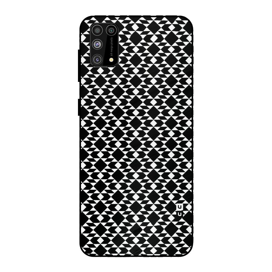 Black White Diamond Abstract Metal Back Case for Galaxy M31