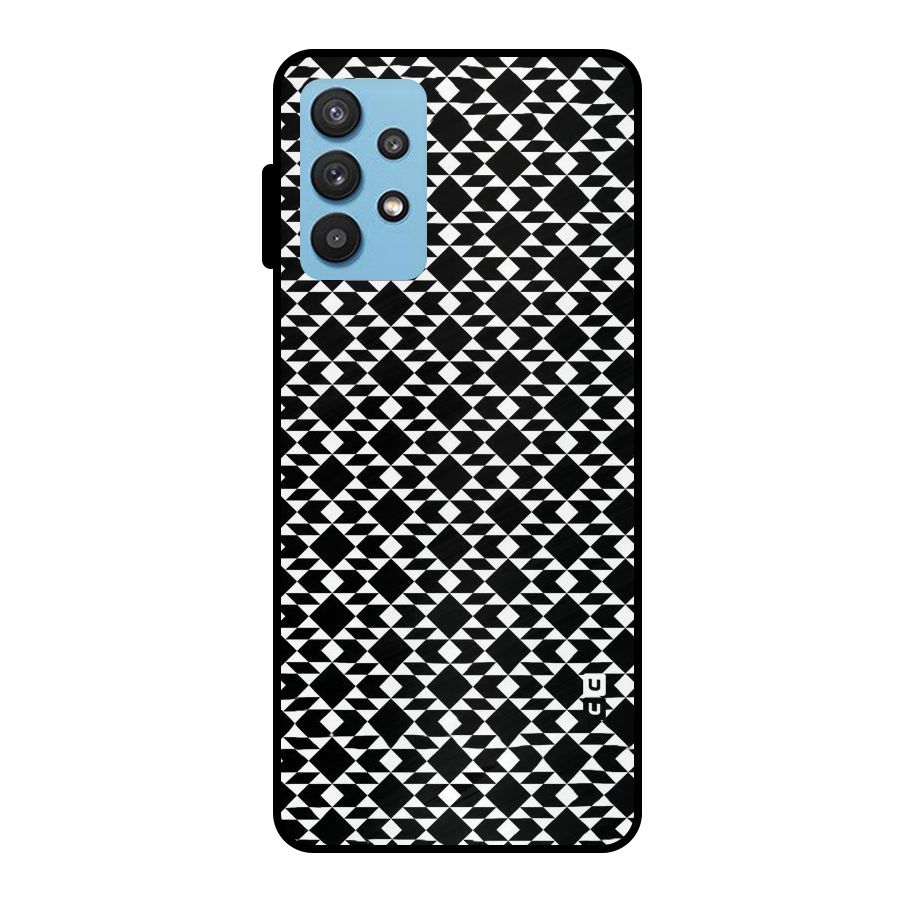 Black White Diamond Abstract Metal Back Case for Galaxy M32 5G