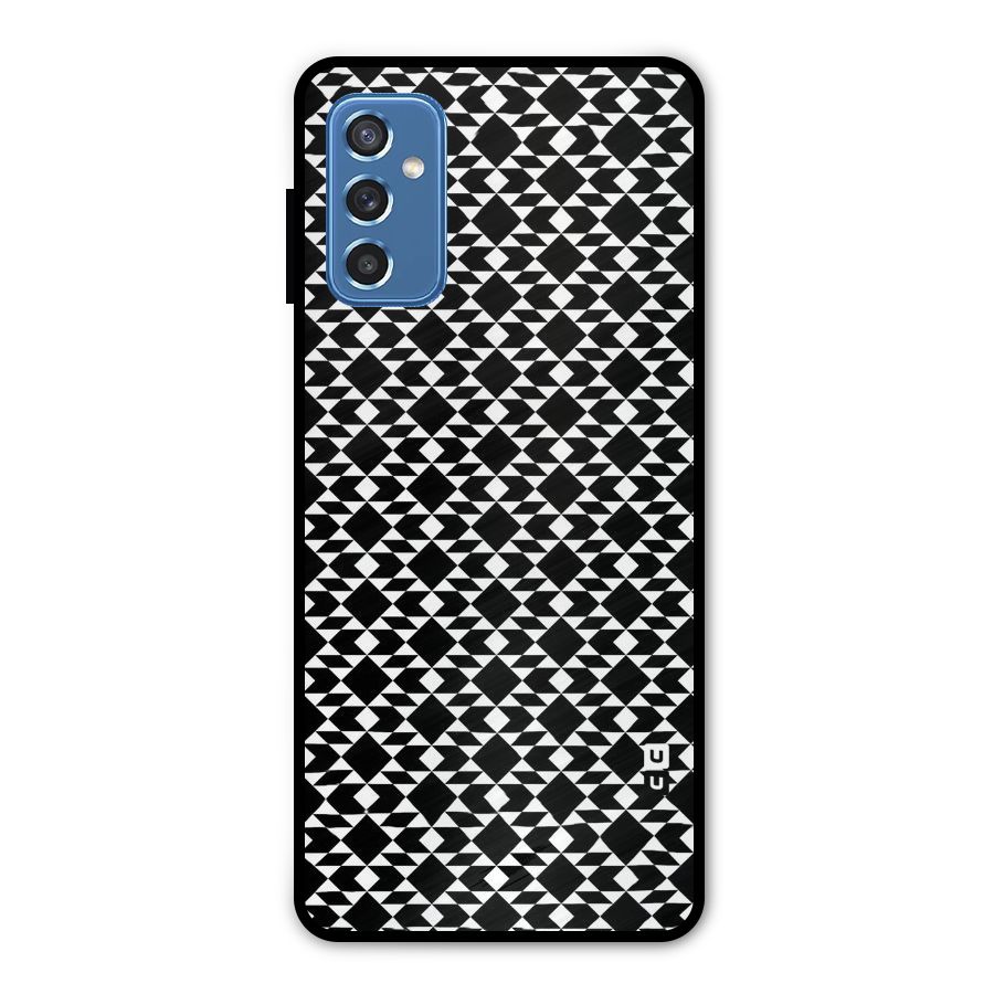 Black White Diamond Abstract Metal Back Case for Galaxy M52 5G