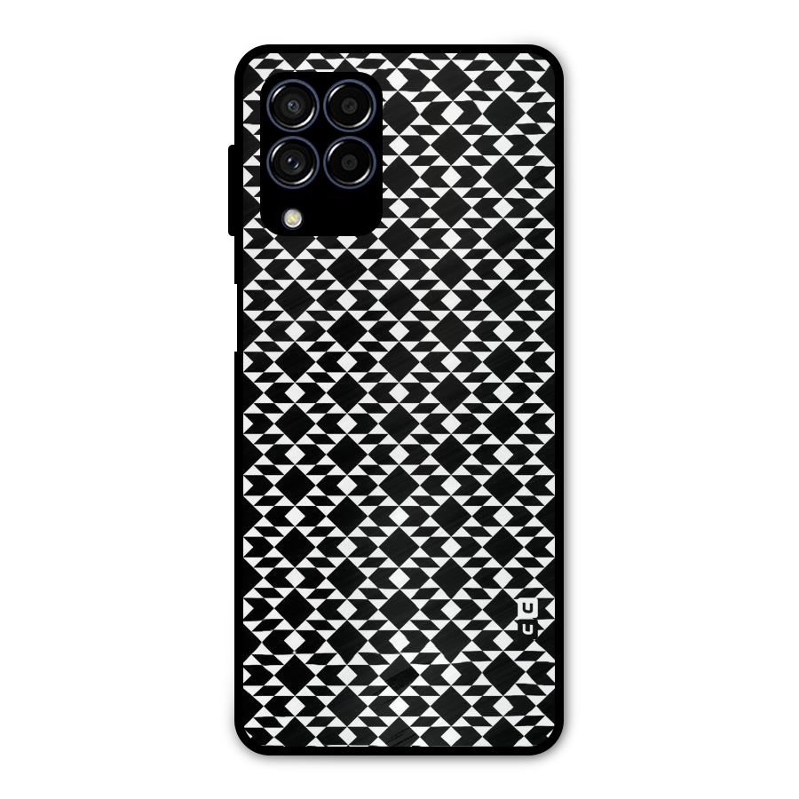Black White Diamond Abstract Metal Back Case for Galaxy M53 5G