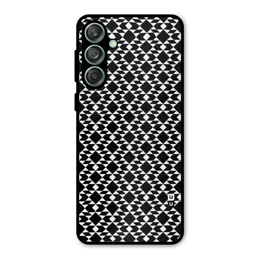 Black White Diamond Abstract Metal Back Case for Galaxy M55 5G