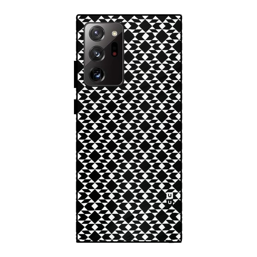 Black White Diamond Abstract Metal Back Case for Galaxy Note 20 Ultra