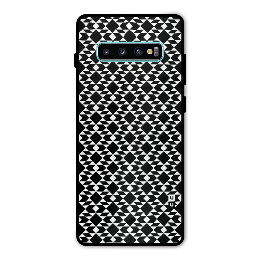 Black White Diamond Abstract Metal Back Case for Galaxy S10 Plus