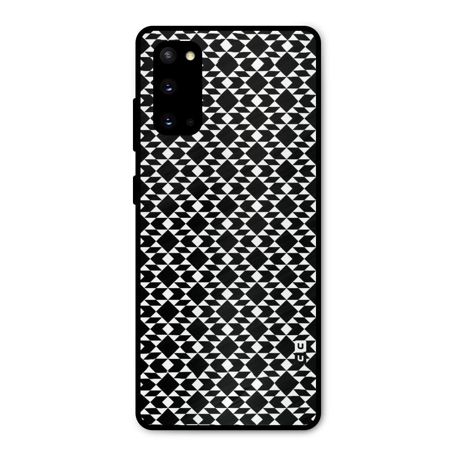 Black White Diamond Abstract Metal Back Case for Galaxy S20