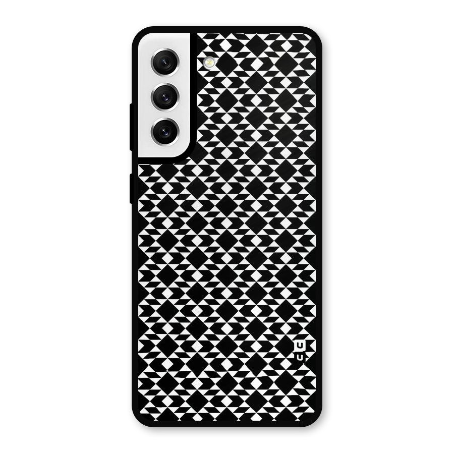 Black White Diamond Abstract Metal Back Case for Galaxy S21 FE 5G
